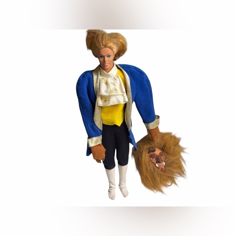 Vintage 1991 Mattel Beauty and the Beast Barbie Doll Beast Costume w/ Ken Doll